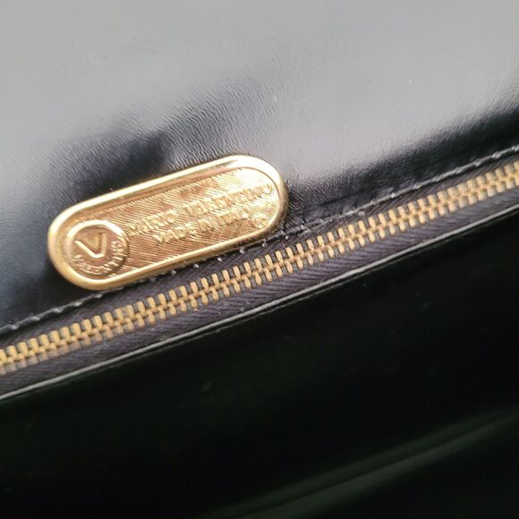Mario Valentino Bag Clutch Handbag Vintage Pouch Italian Black Logo Leather 12x8 - Picture 4 of 10